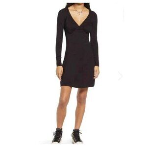 NWT BP by Nordstrom Black Long Sleeve V-Neck Sustainable Dress - Size: S